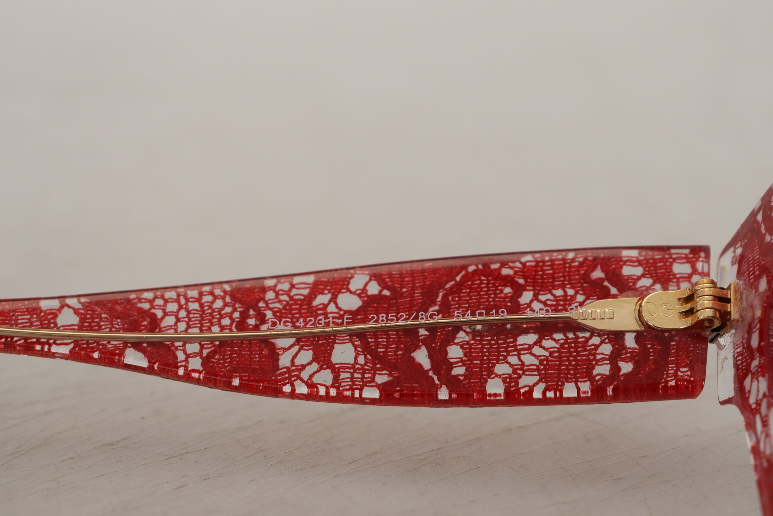 Dolce & Gabbana Red DG4231F Lace  Rectangle Shades Sunglasses