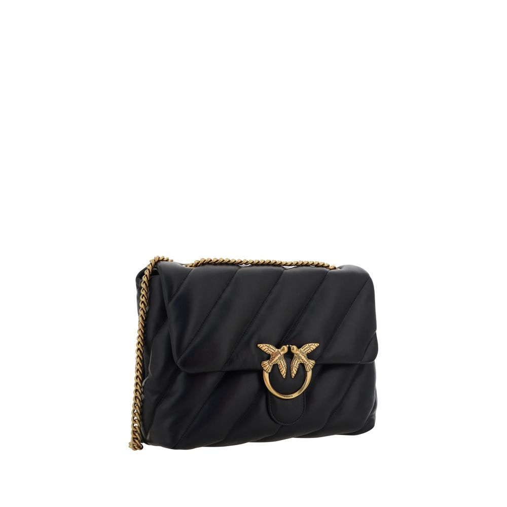PINKO Black Leather Shoulder Bag