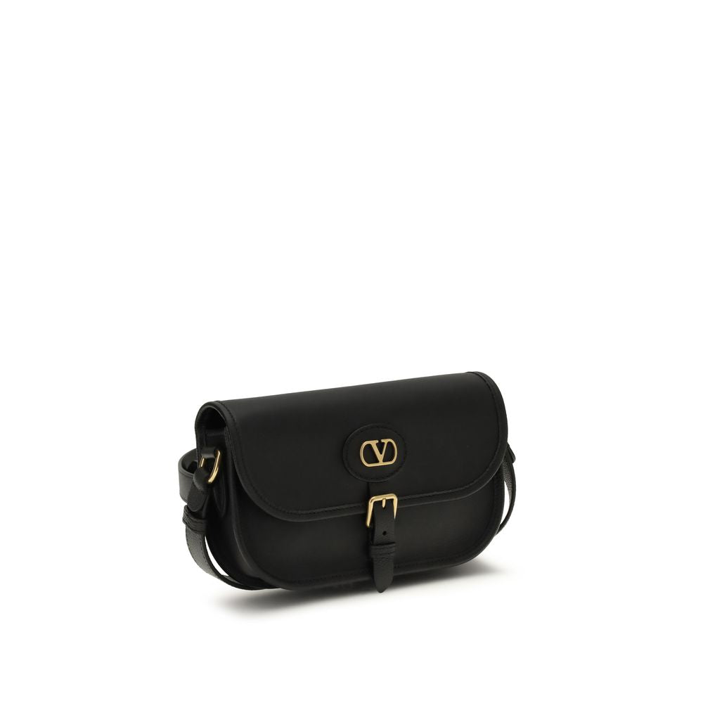 Valentino Garavani Black  Leather Bos Taurus Shoulder Bag