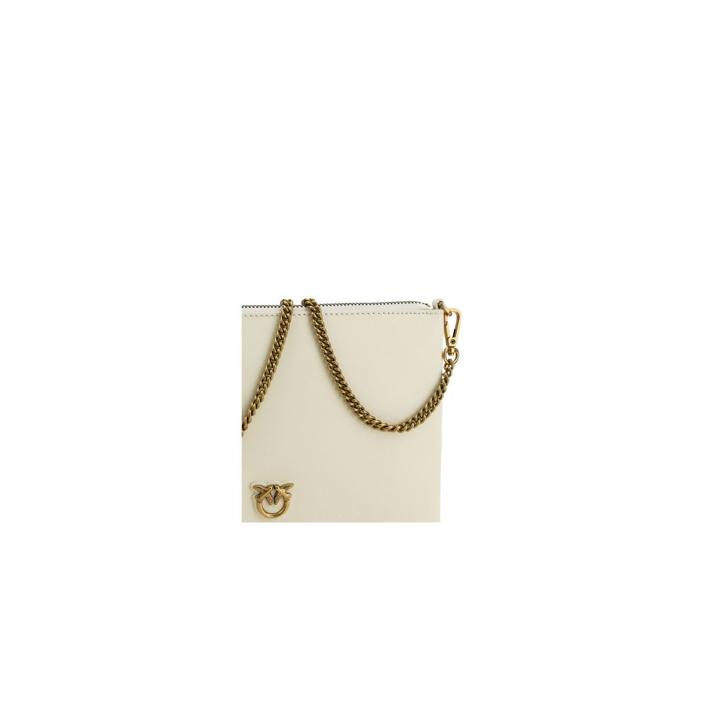 PINKO Cream  Leather Bos Taurus Shoulder Bag