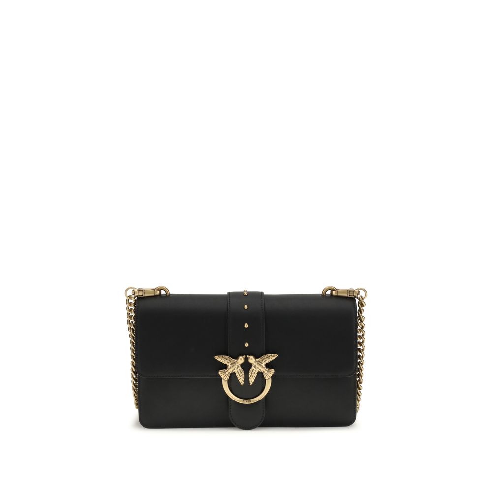 PINKO Black  Leather Bos Taurus Shoulder Bag