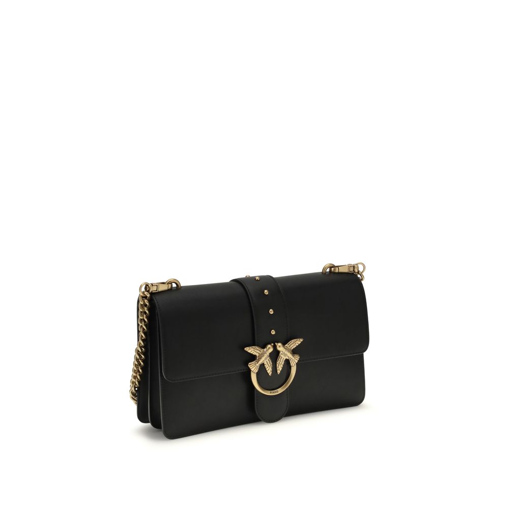 PINKO Black  Leather Bos Taurus Shoulder Bag