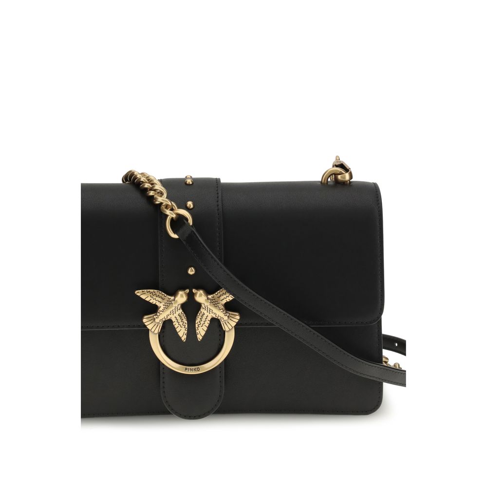 PINKO Black  Leather Bos Taurus Shoulder Bag