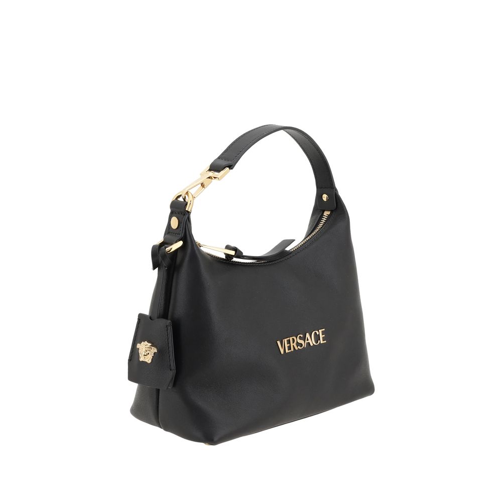 Versace Black  Leather Bos Taurus Handbag