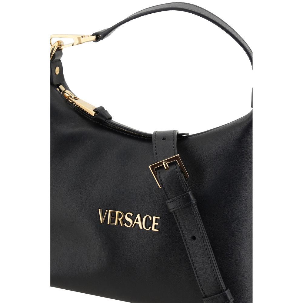 Versace Black  Leather Bos Taurus Handbag