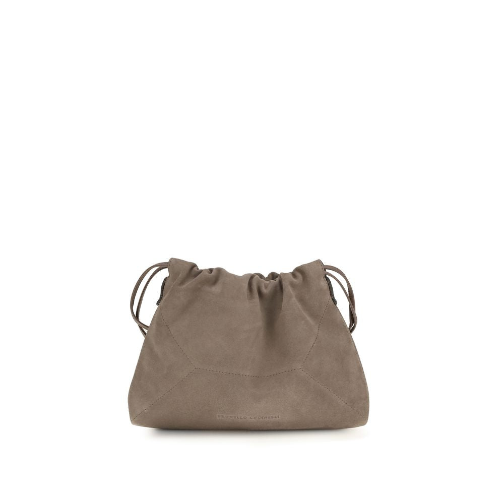 Brunello Cucinelli Beige  Leather Bos Taurus Shoulder Bag