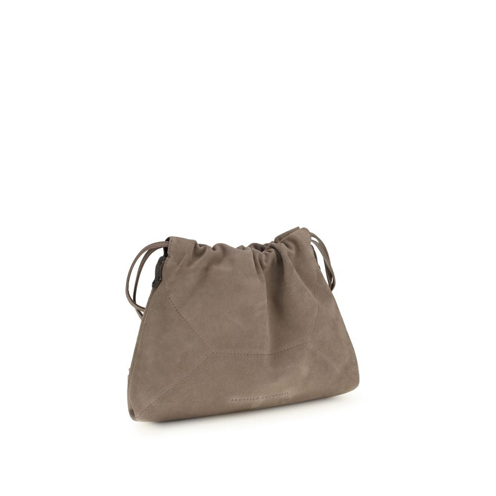 Brunello Cucinelli Beige  Leather Bos Taurus Shoulder Bag