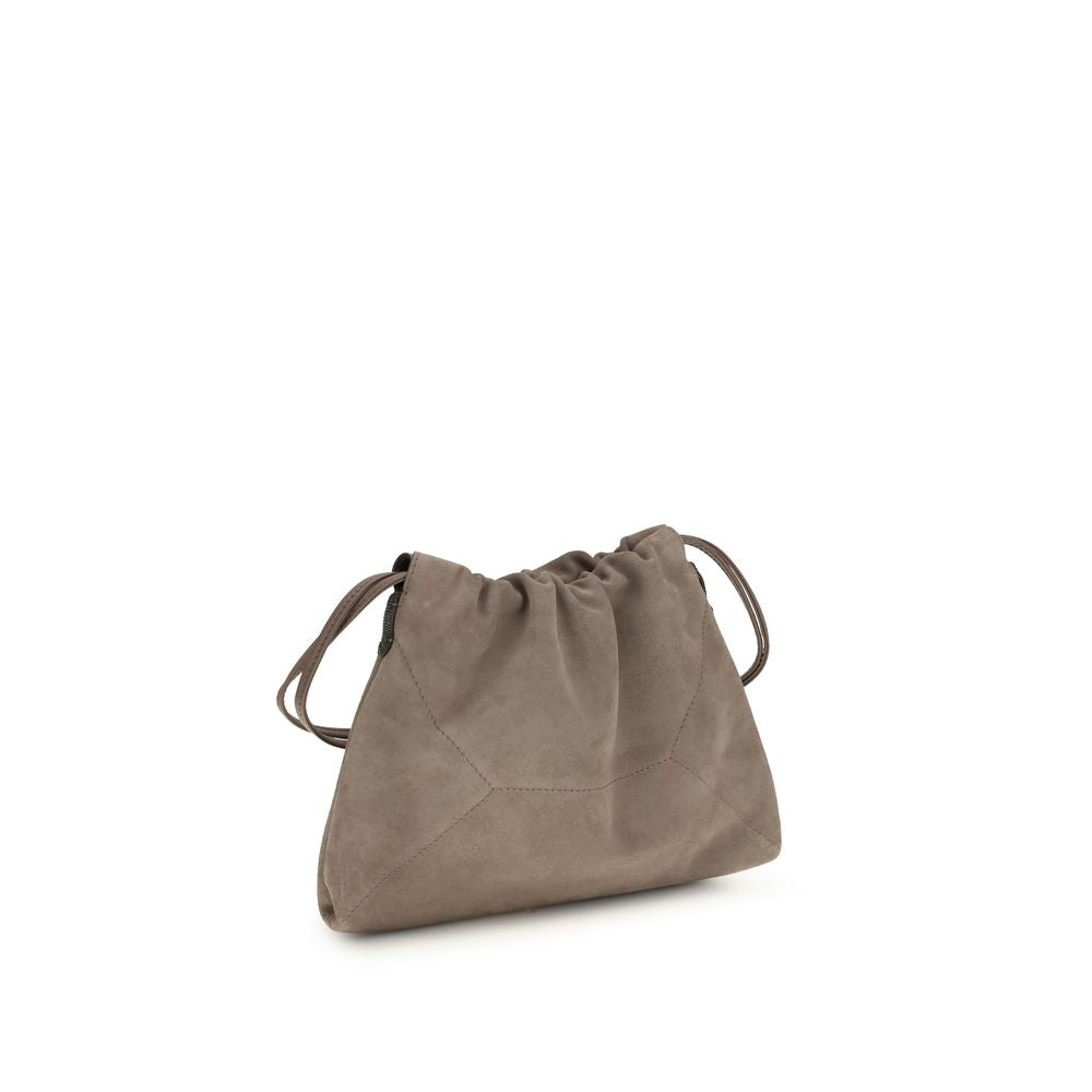 Brunello Cucinelli Beige  Leather Bos Taurus Shoulder Bag