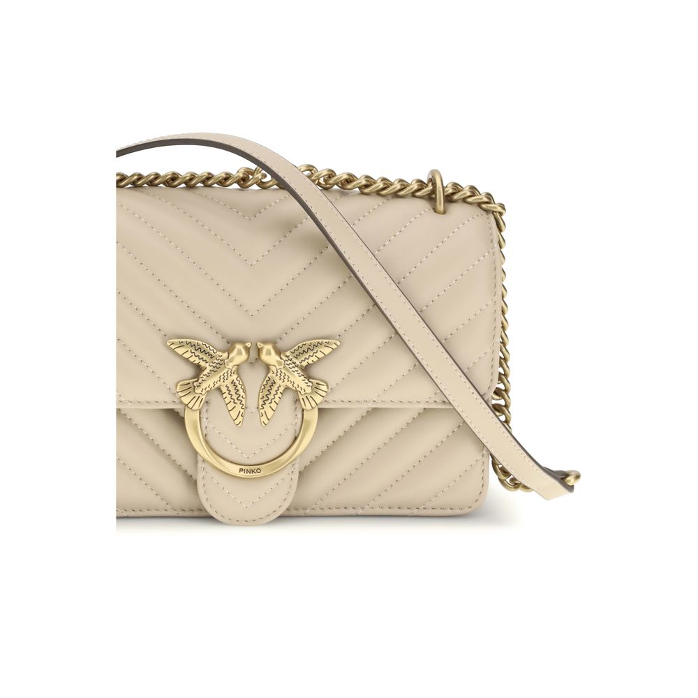 PINKO Beige  Leather Bos Taurus Shoulder Bag