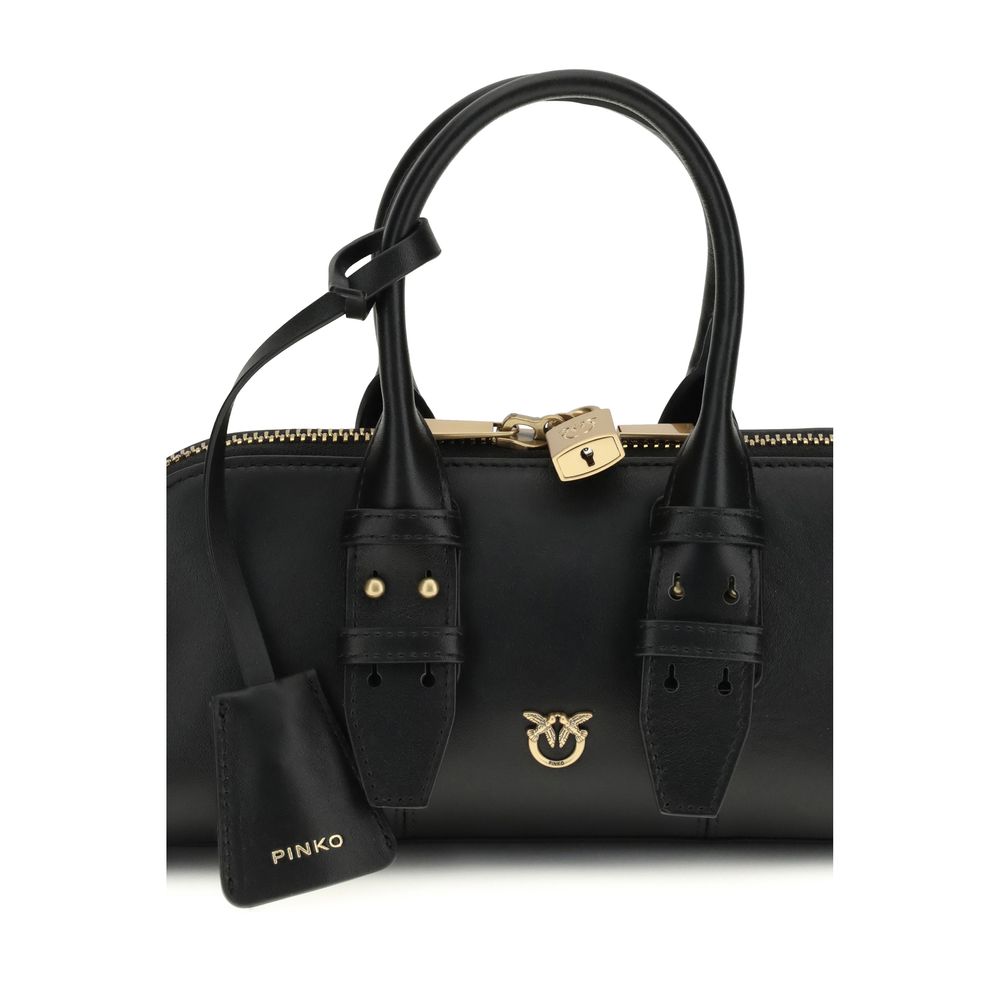 PINKO Black  Leather Bos Taurus Shoulder Bag