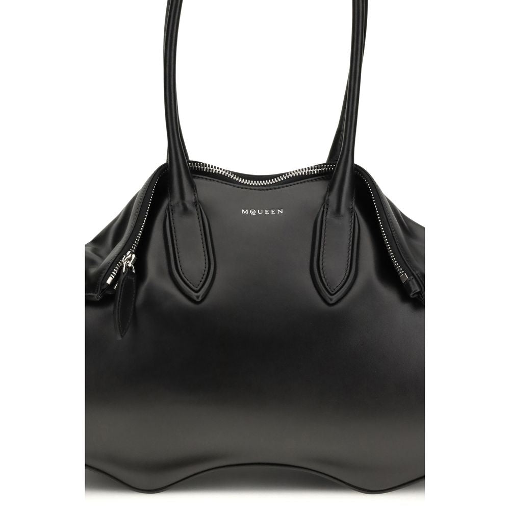 Alexander McQueen Black  Leather Bos Taurus Shoulder Bag