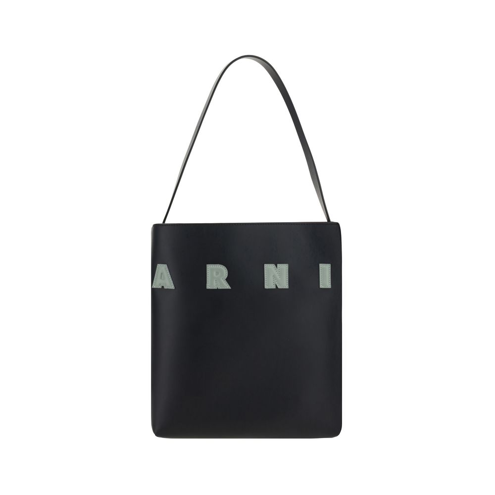 Marni Black  Leather Bos Taurus Shoulder Bag