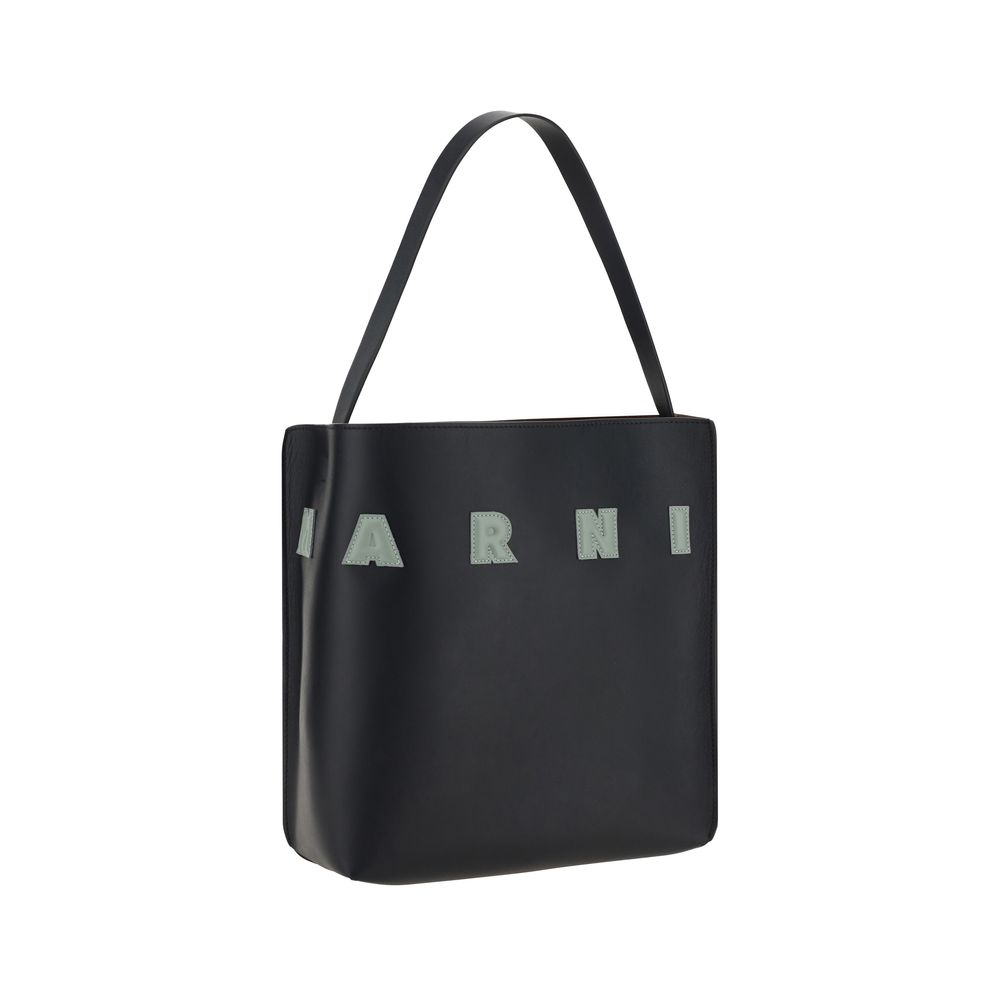 Marni Black  Leather Bos Taurus Shoulder Bag