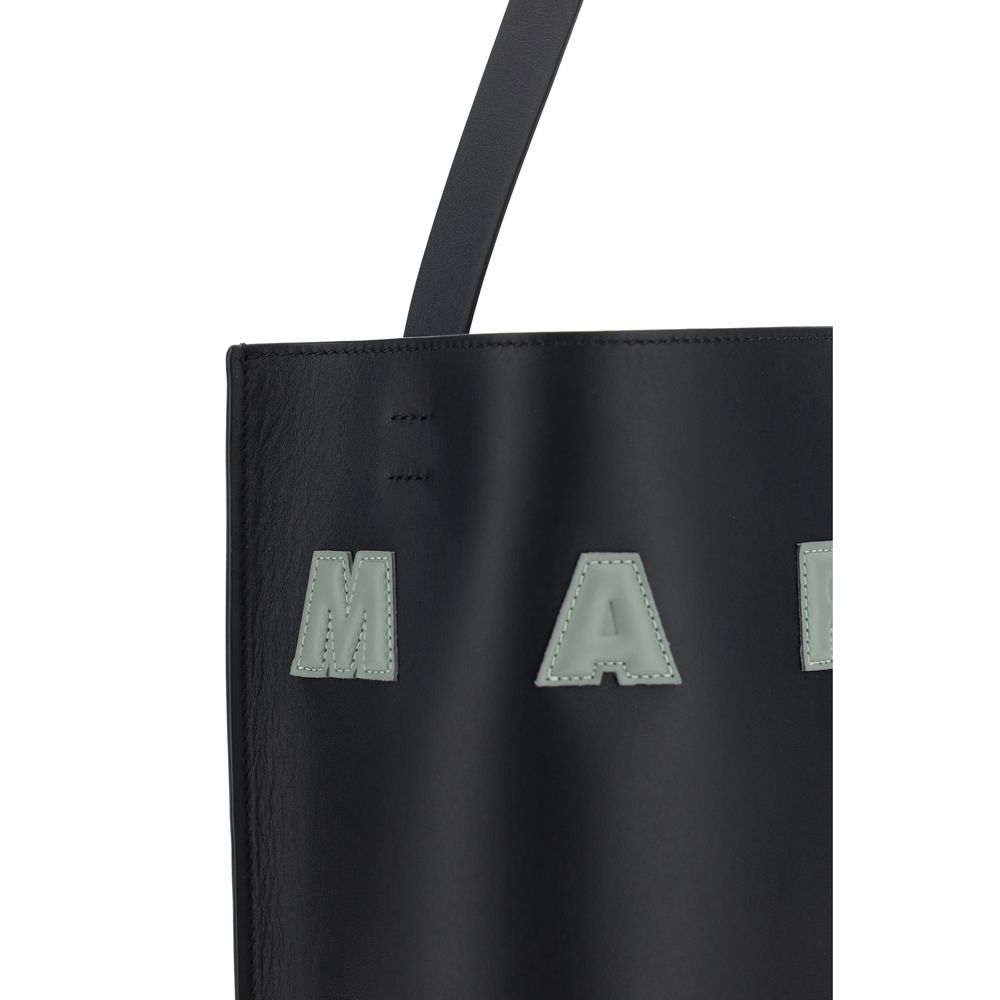Marni Black  Leather Bos Taurus Shoulder Bag