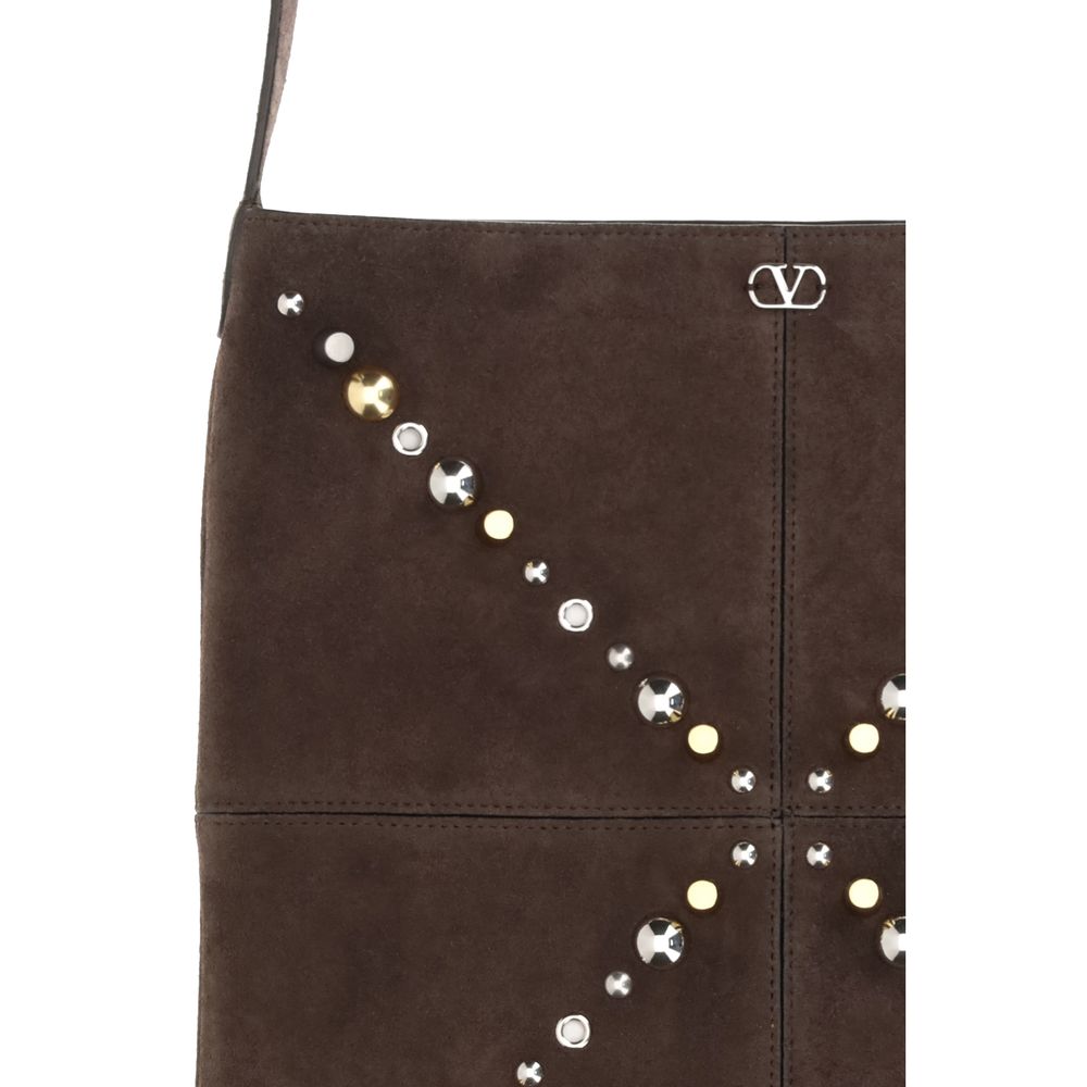 Valentino Garavani Brown Suede Leather Shoulder Bag