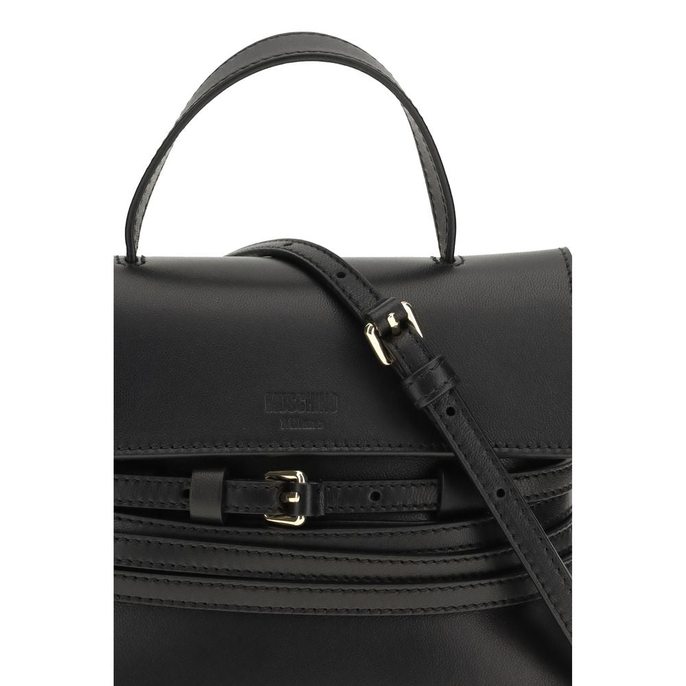 Moschino Black  Leather Bos Taurus Handbag