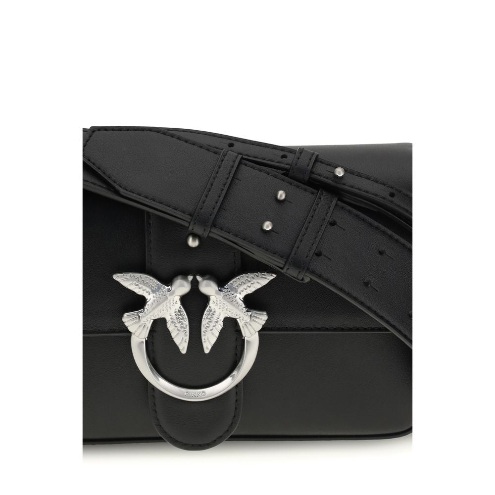 PINKO Black  Leather Bos Taurus Shoulder Bag