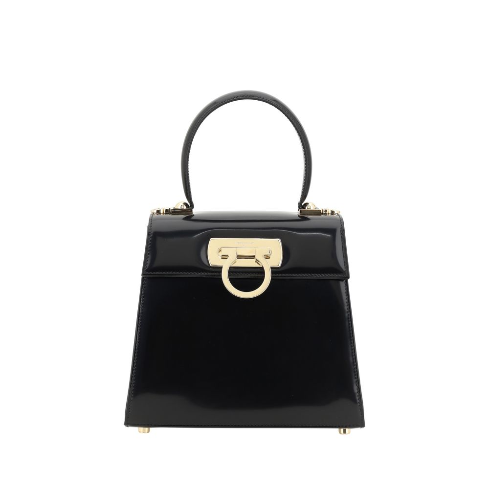 Ferragamo Black  Leather Bos Taurus Handbag