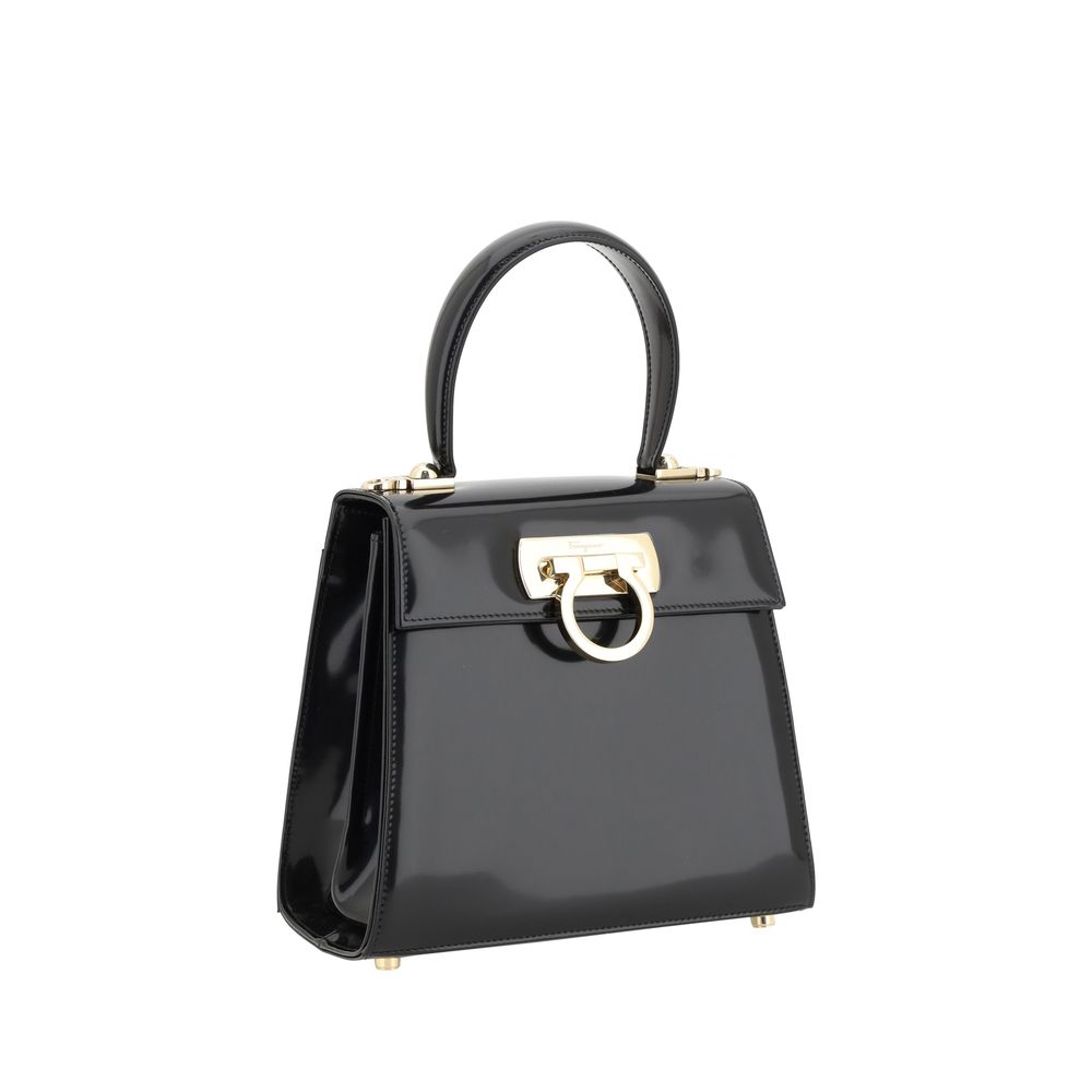 Ferragamo Black  Leather Bos Taurus Handbag