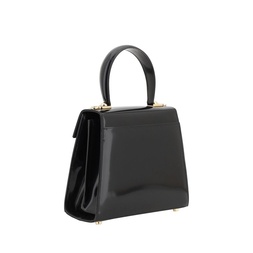Ferragamo Black  Leather Bos Taurus Handbag