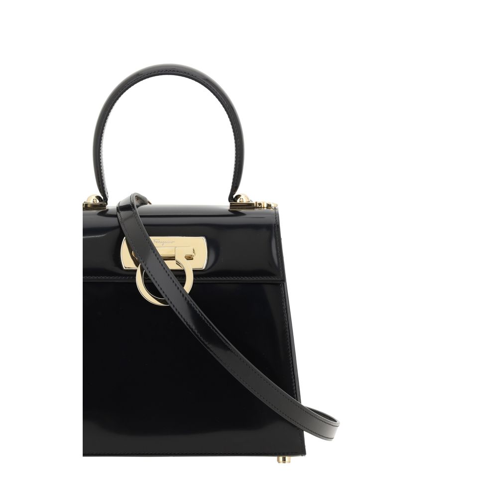 Ferragamo Black  Leather Bos Taurus Handbag