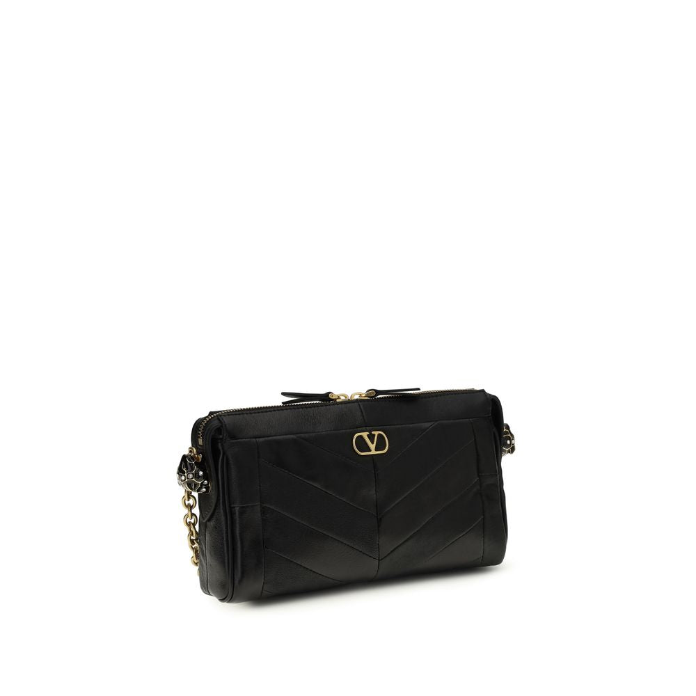 Valentino Garavani Black  Leather Bos Taurus Shoulder Bag