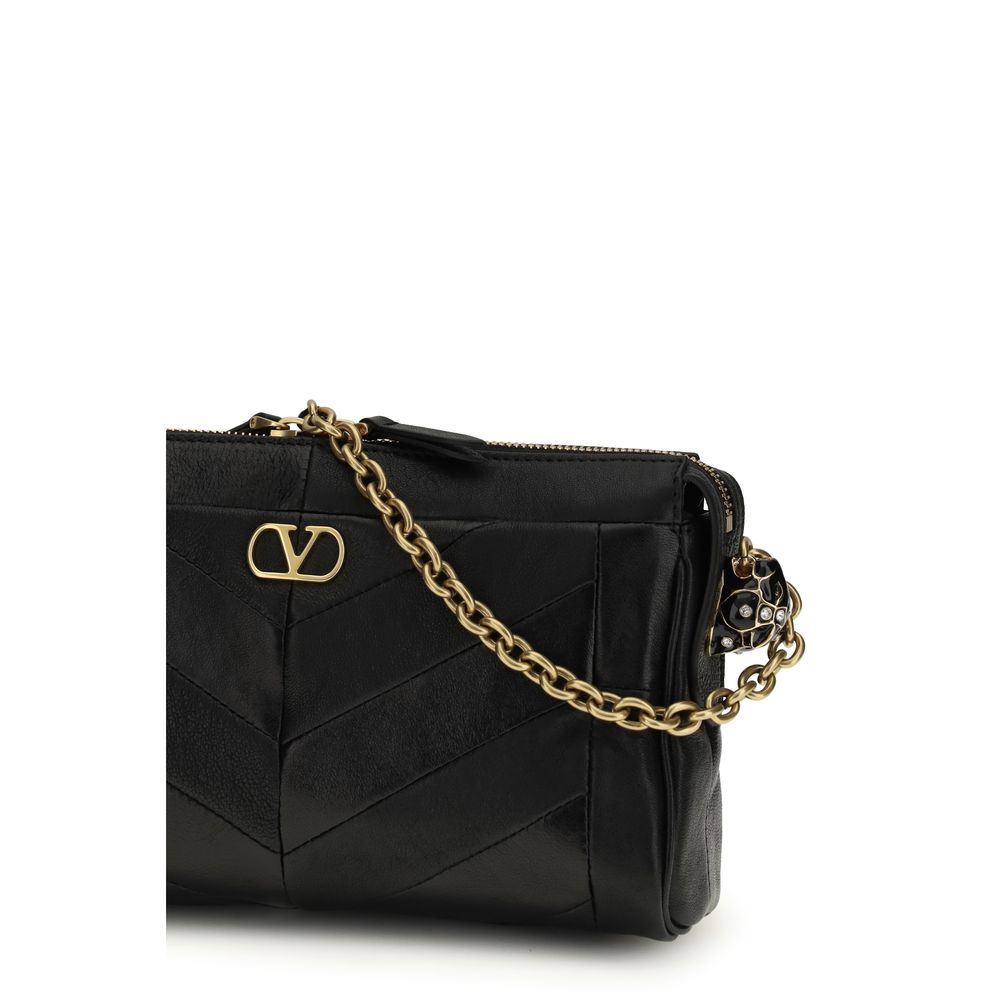 Valentino Garavani Black  Leather Bos Taurus Shoulder Bag