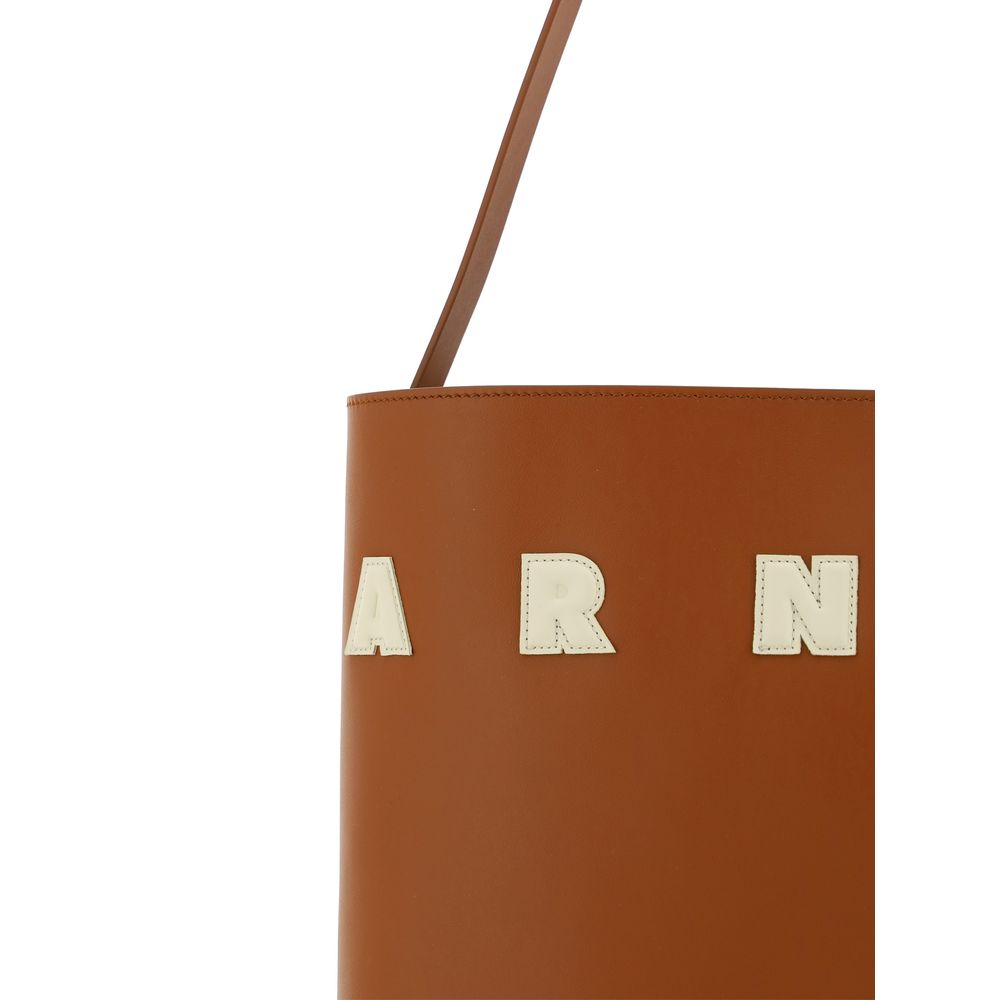 Marni Brown  Leather Bos Taurus Shoulder Bag