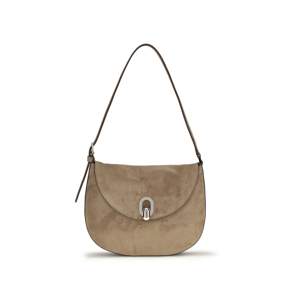 Savette Beige  Leather Bos Taurus Shoulder Bag