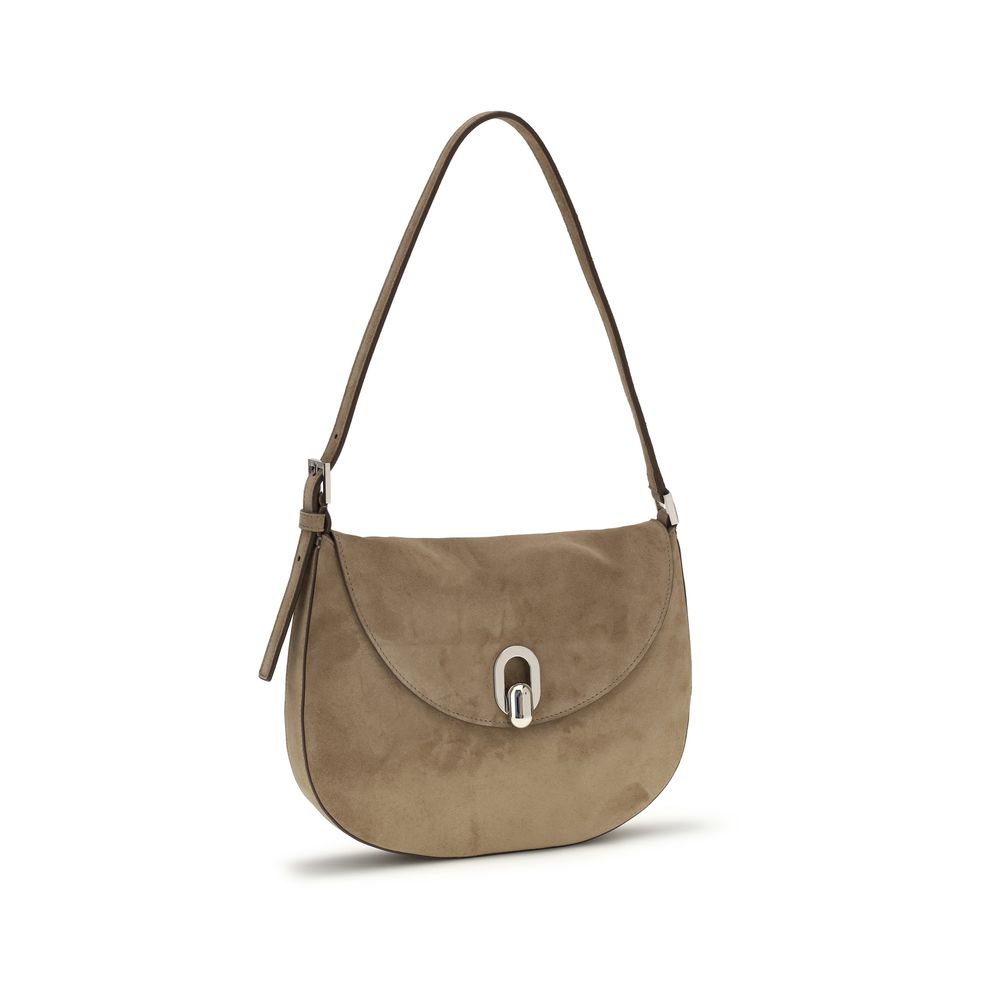 Savette Beige  Leather Bos Taurus Shoulder Bag