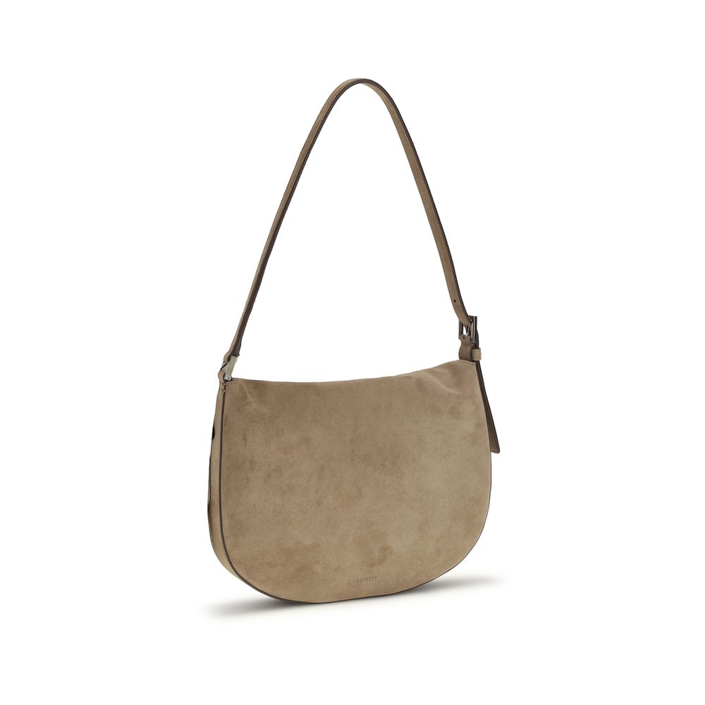 Savette Beige  Leather Bos Taurus Shoulder Bag