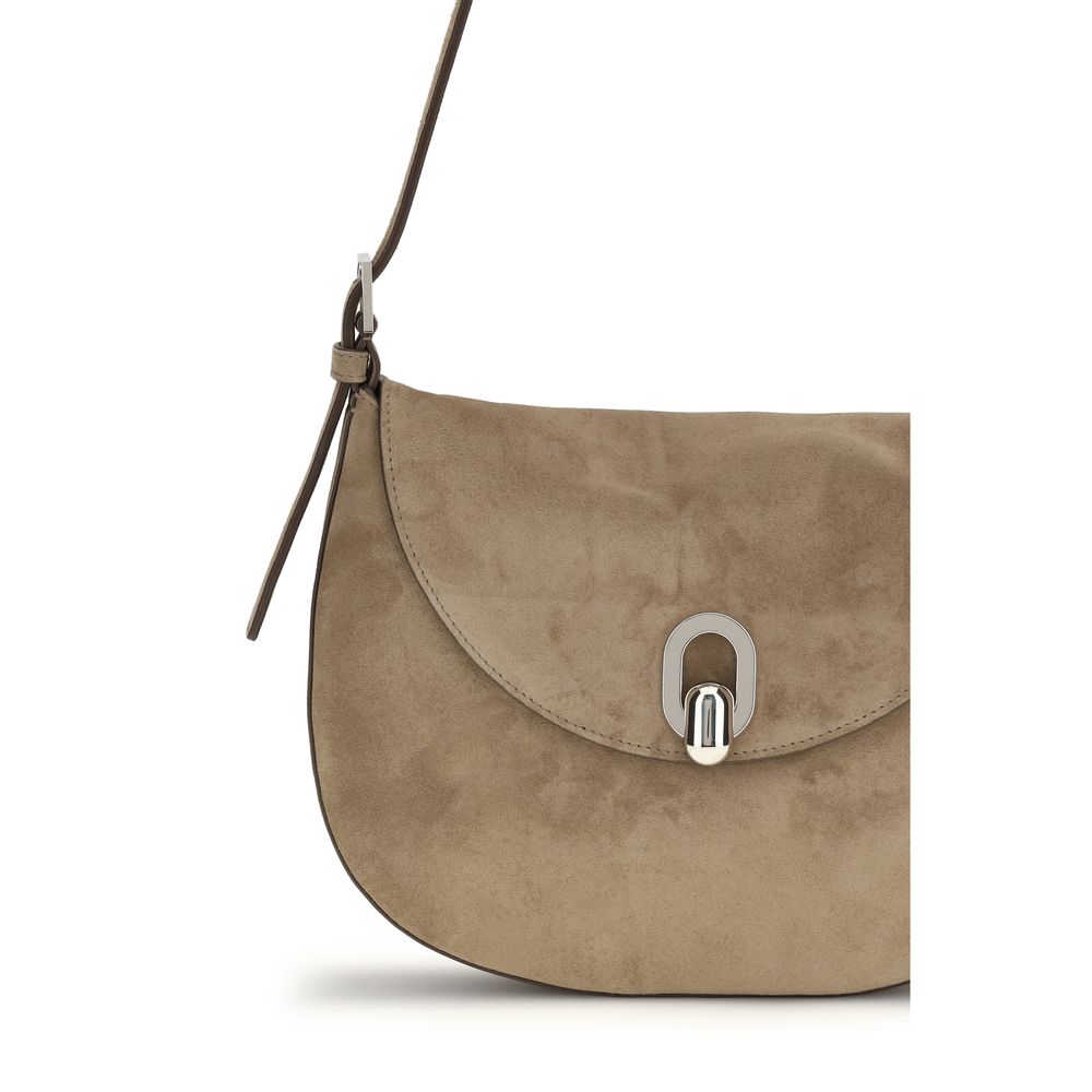 Savette Beige  Leather Bos Taurus Shoulder Bag