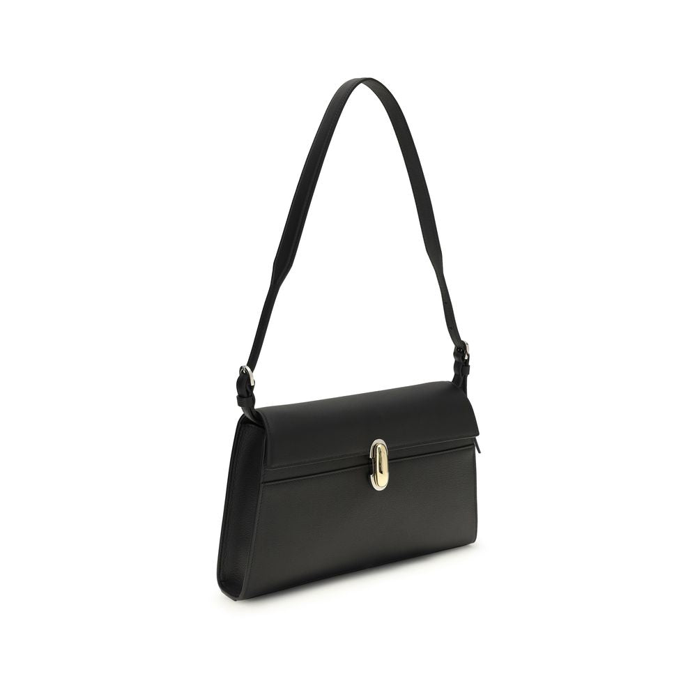 Savette Black  Leather Bos Taurus Shoulder Bag