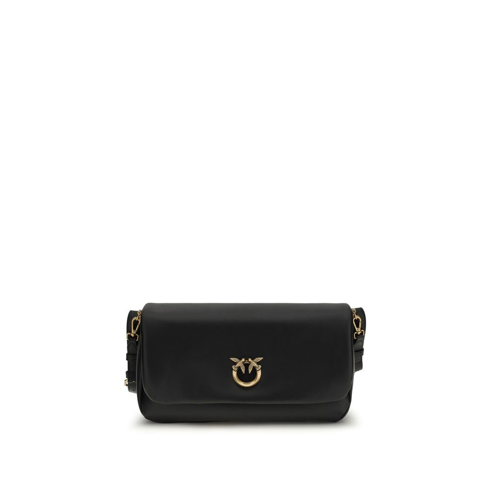 PINKO Black  Leather Bos Taurus Shoulder Bag
