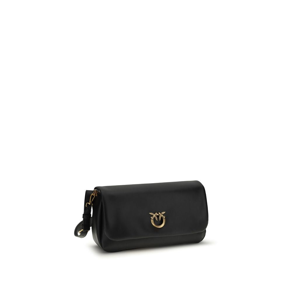 PINKO Black  Leather Bos Taurus Shoulder Bag