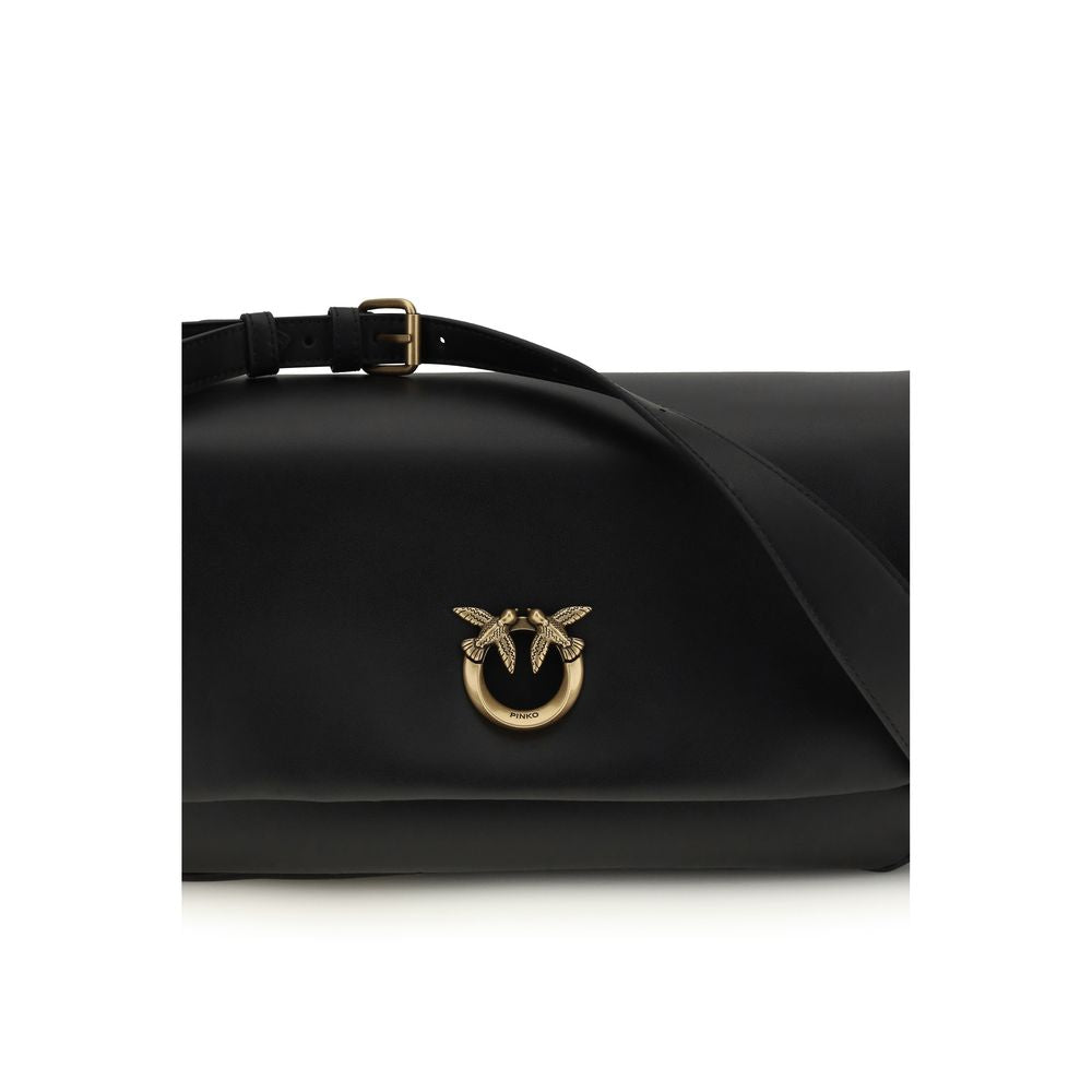 PINKO Black  Leather Bos Taurus Shoulder Bag