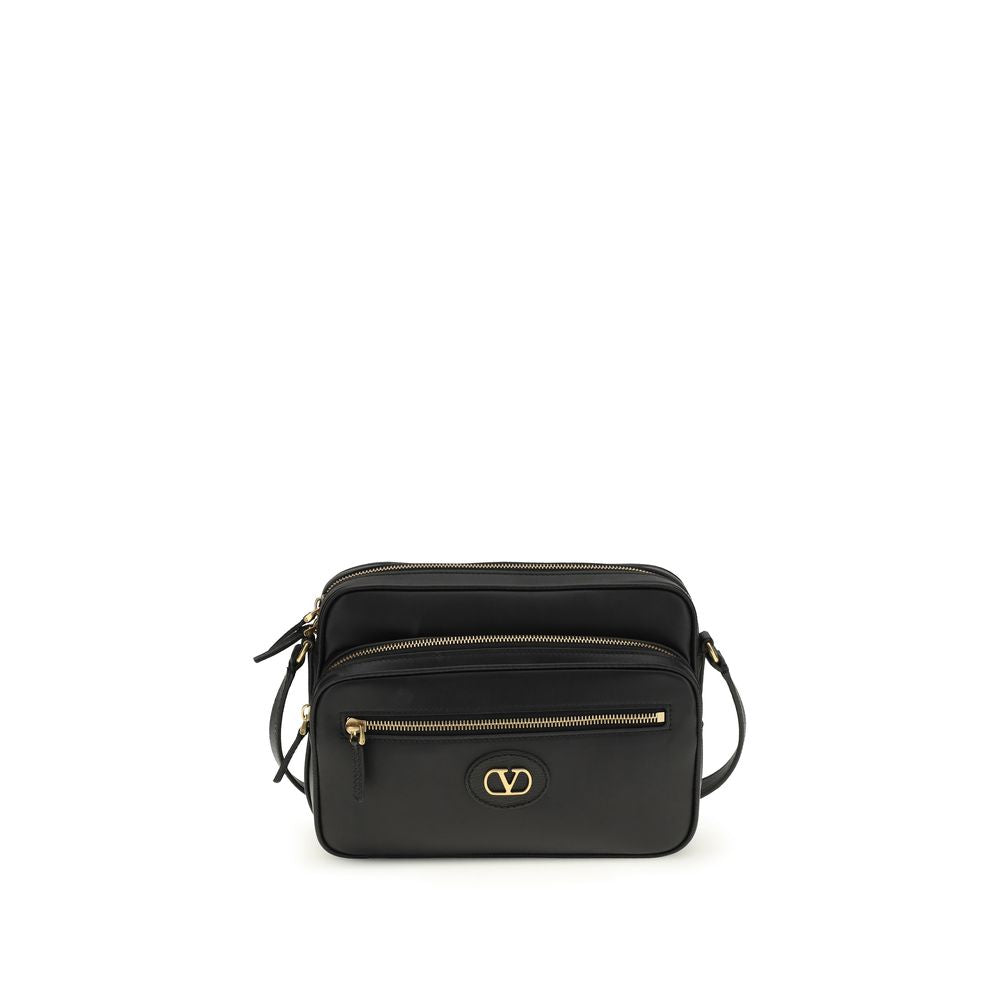 Valentino Garavani Black  Leather Bos Taurus Shoulder Bag