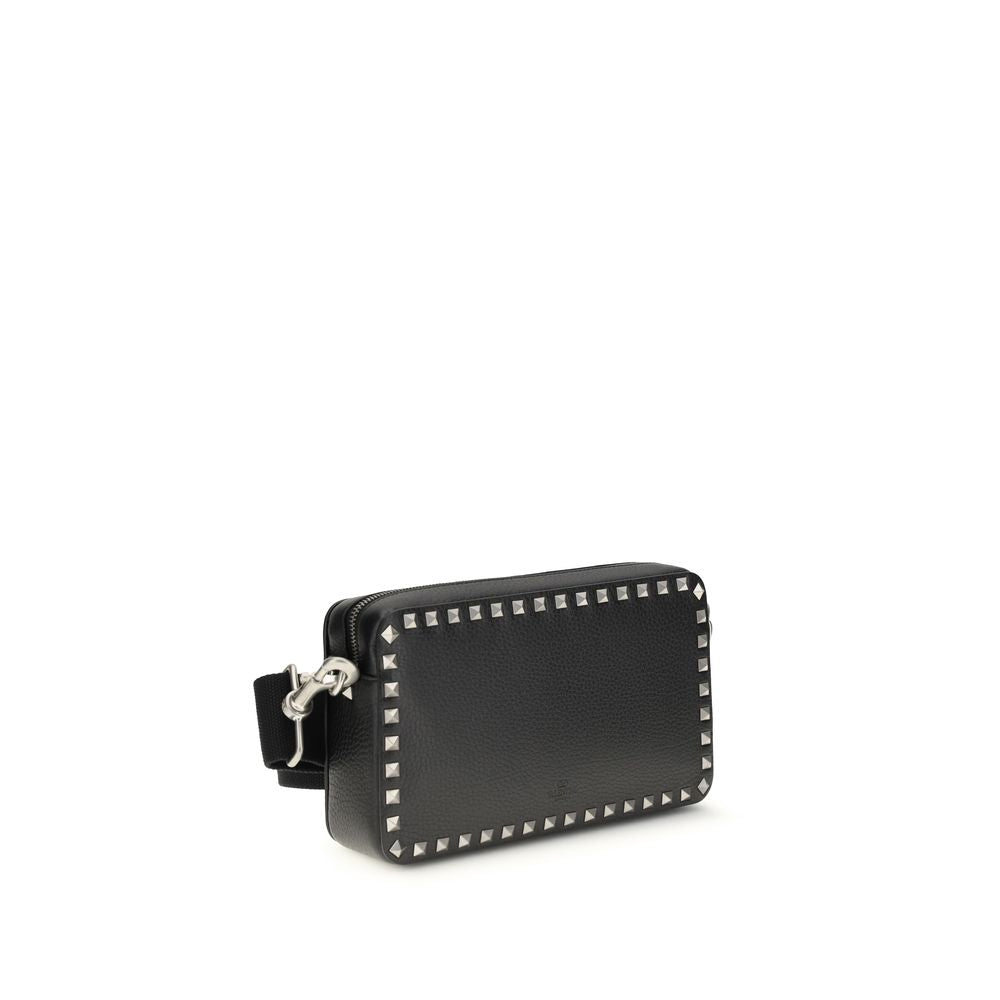 Valentino Garavani Black  Leather Bos Taurus Shoulder Bag