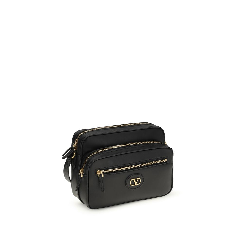Valentino Garavani Black  Leather Bos Taurus Shoulder Bag
