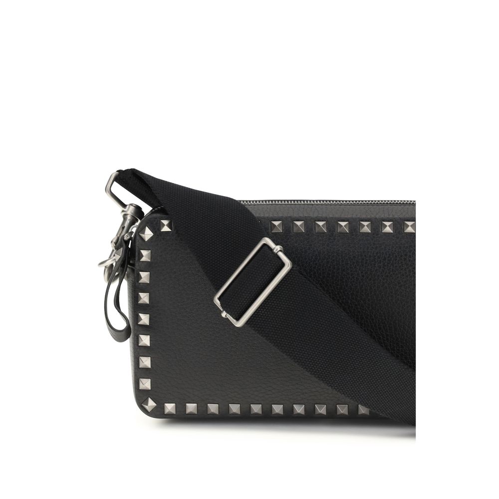 Valentino Garavani Black  Leather Bos Taurus Shoulder Bag