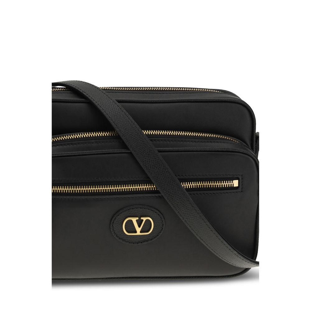 Valentino Garavani Black  Leather Bos Taurus Shoulder Bag