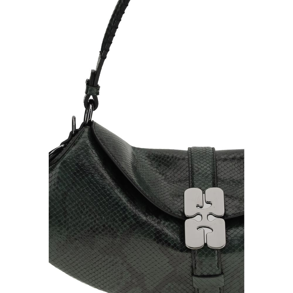 Ganni Blue Recycled Leather Shoulder Bag