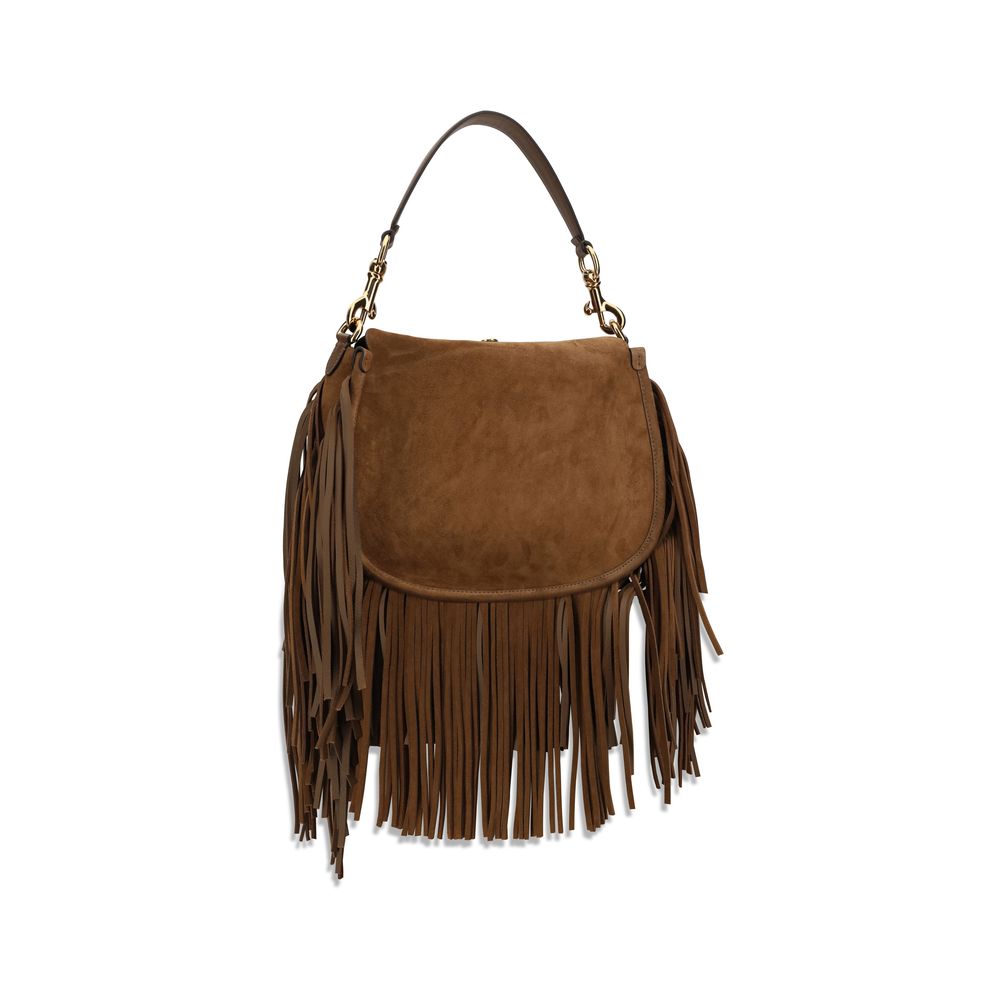 Etro Brown Calf Leather Bos Taurus Shoulder Bag