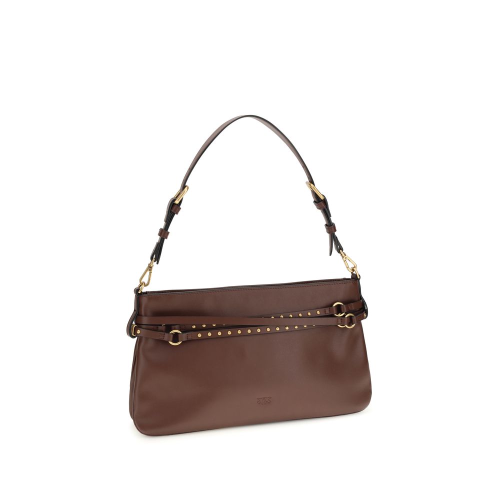 PINKO Brown Calf Leather Bos Taurus Shoulder Bag