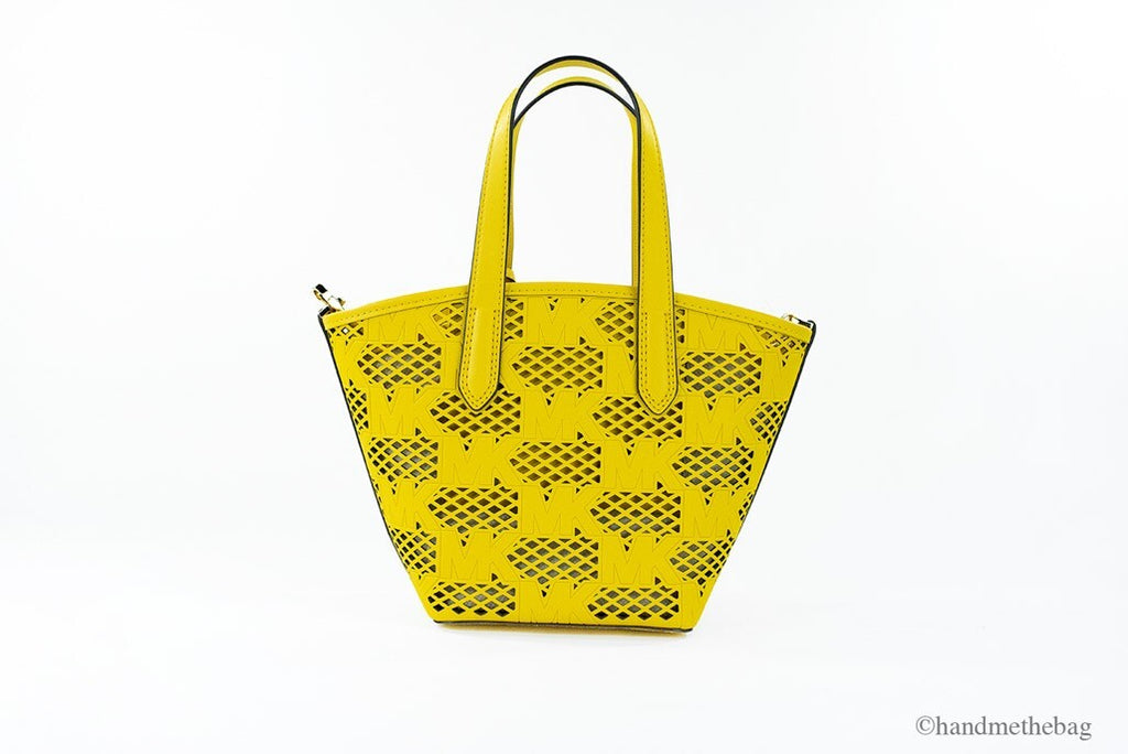 Michael Kors Kimber Small Daffodil Leather 2-In-1 Zip Tote Messenger Bag Purse