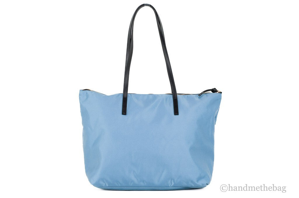 Versace Portuna Medusa Medium Cornflower Blue Nylon Leather Tote Bag Purse