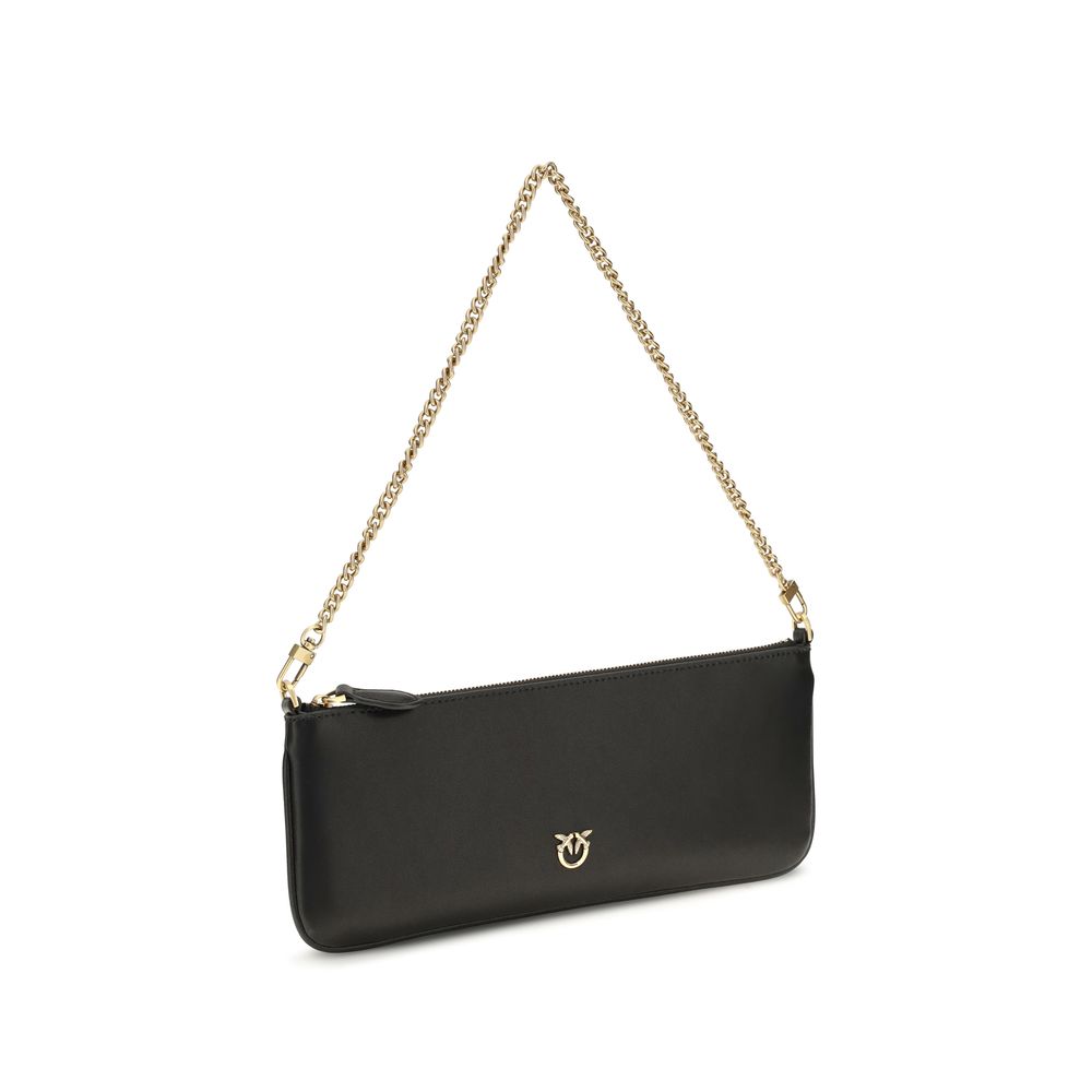 PINKO Black Calf Leather Bos Taurus Shoulder Bag