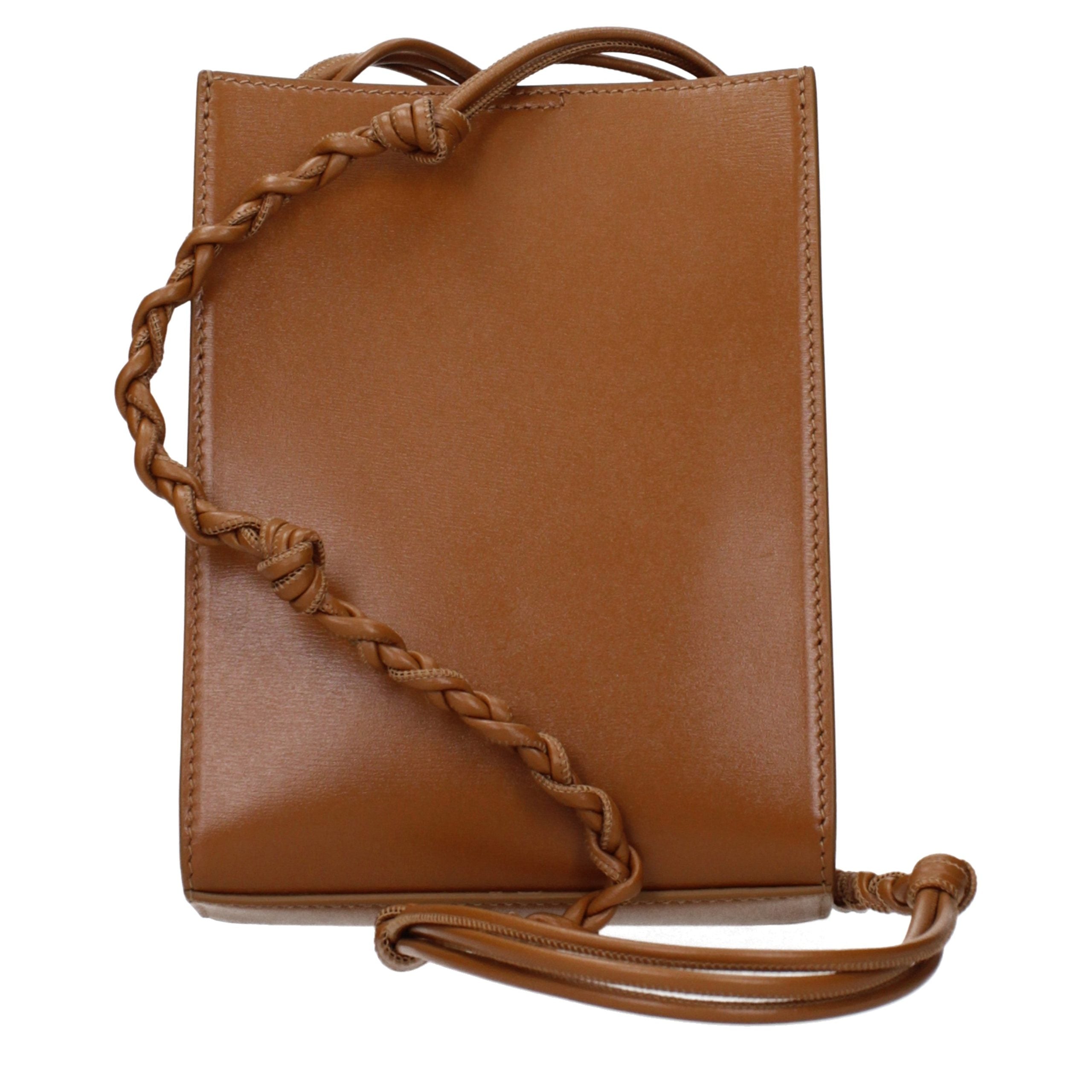 Jil Sander Brown Leather Crossbody Bag