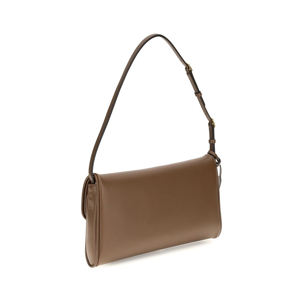 Valentino Garavani Brown Calf Leather Bos Taurus Shoulder Bag
