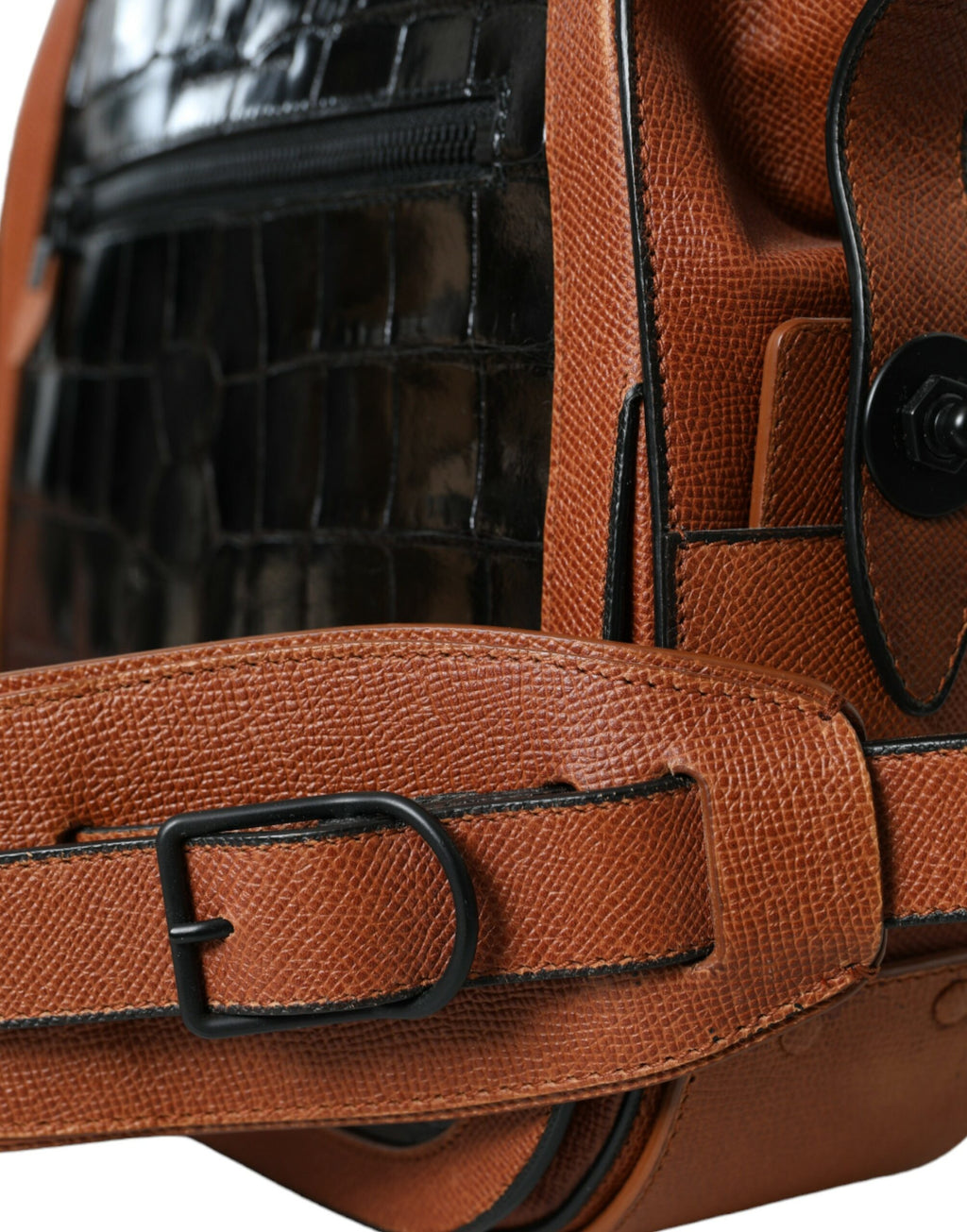 Balenciaga Black Brown Exotic  Leather Vertical Crossbody Purse Bag